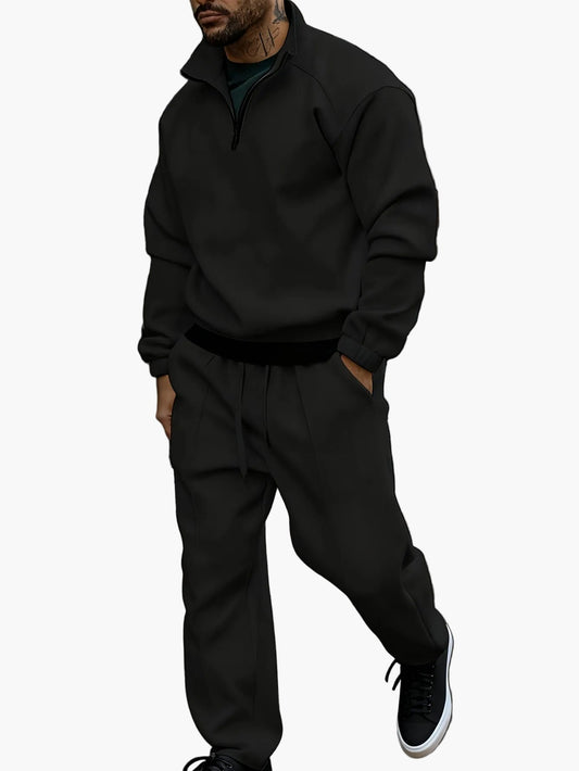 Herrarnas avslappnade träningsset med dragkedja – perfekt för vardag och fritid