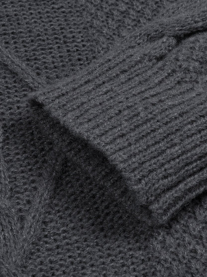 Herr Stickad Tröja med Kabelmönster – Casual Höst/Vinter Mode