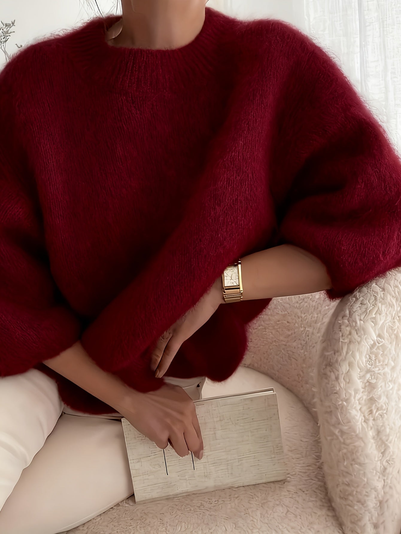 Damtröja Elegant Långärmad Oversize Stickad Höst/Vinter – Avslappnad Stil