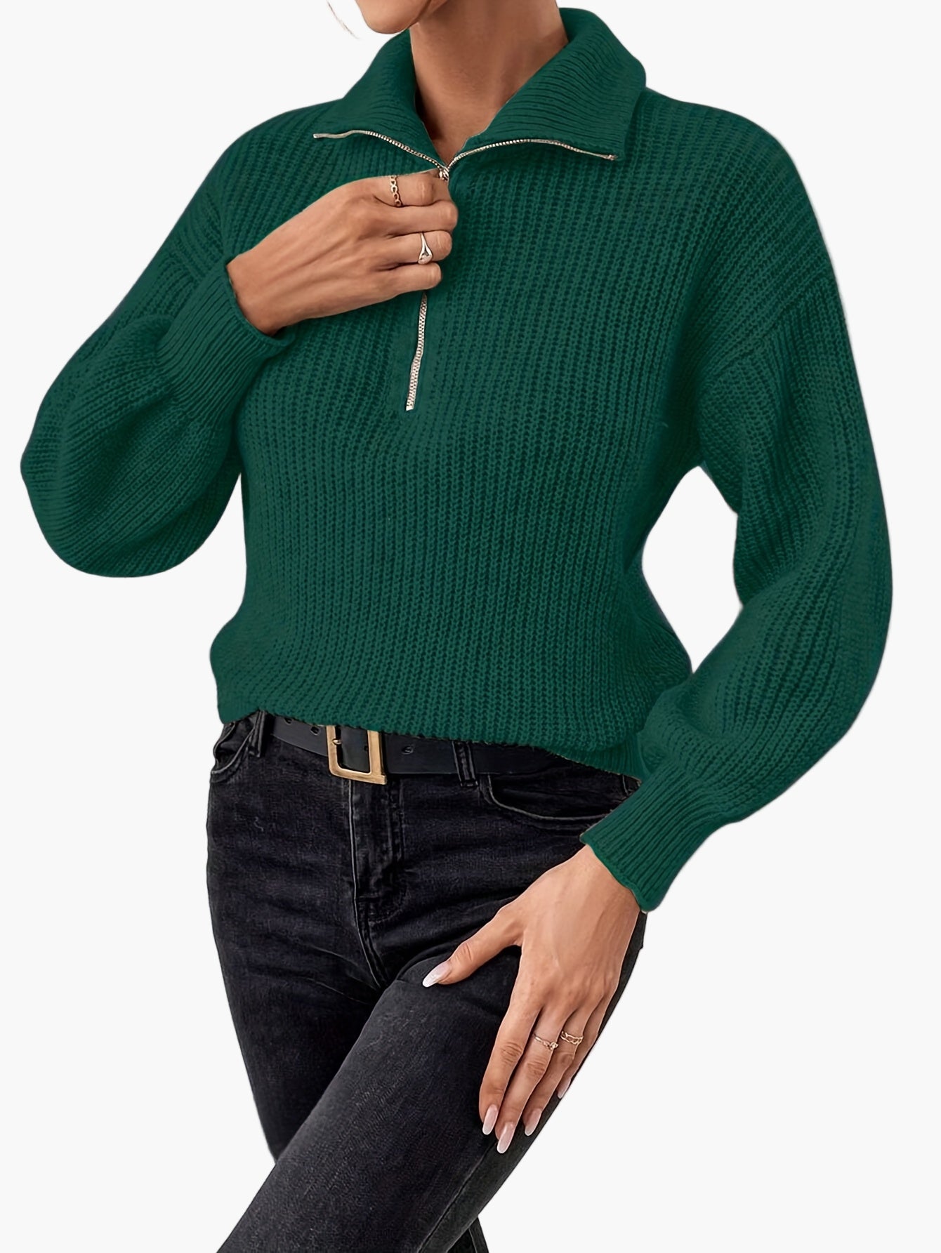 Damtröja med dragkedja och elegant stil för vardagsbruk