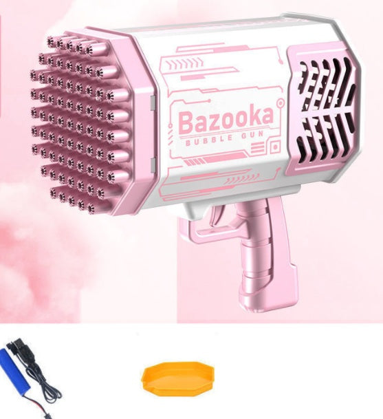 Bazooka Bubble Gun – Elektrisk Bubbelmaskin för Barn och Familj, 69 Hål, Leksak för Utomhus och Inomhuslek