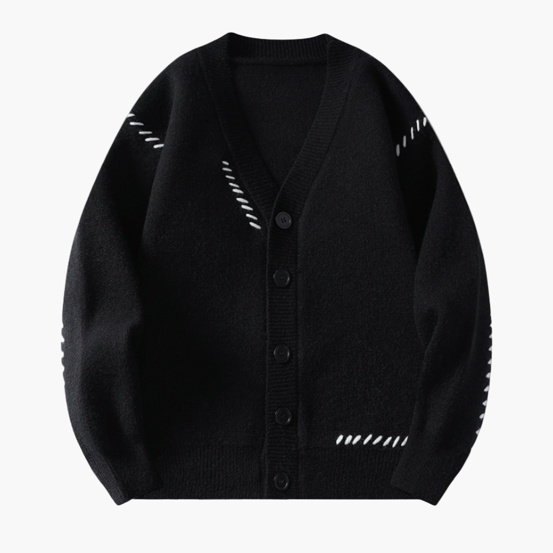 Herrstickad kofta i avslappnad stil för vardag och kontor