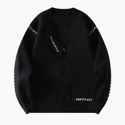 Herrstickad kofta i avslappnad stil för vardag och kontor