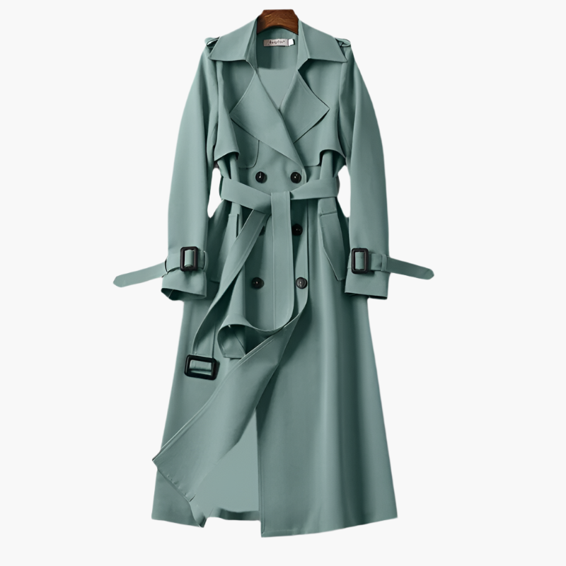 Dam Klassisk Lång Trenchcoat – Elegant Ytterplagg för Vardag och Fest