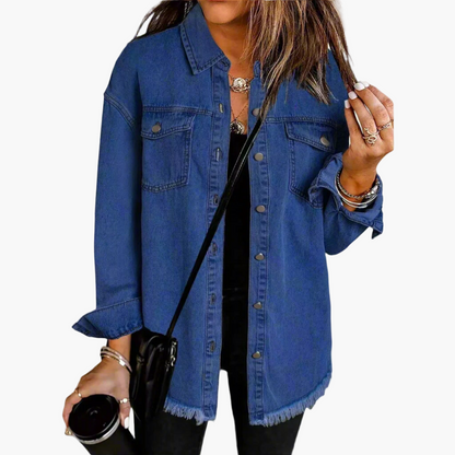 Dam Jeansjacka Oversized Casual Stil – Perfekt för Lager-på-lager och Vardag