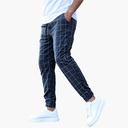 Herr Joggingbyxa med Rutigt Mönster – Trendig och Bekväm Fritidsbyxa