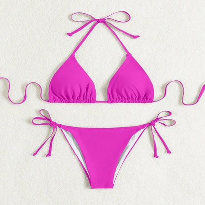 Donna – Bikinis med knytning i ren färg