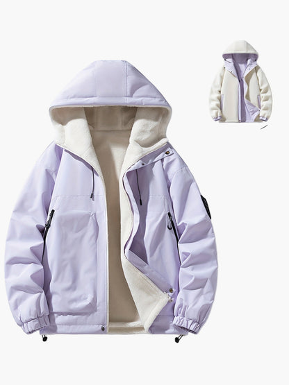 Herr Vind- och Vattentät Vinterjacka med Huva, Fodrad, Fritidsstil