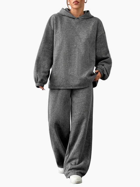 Damernas avslappnade huvtröja och byxa set för vardagsbruk