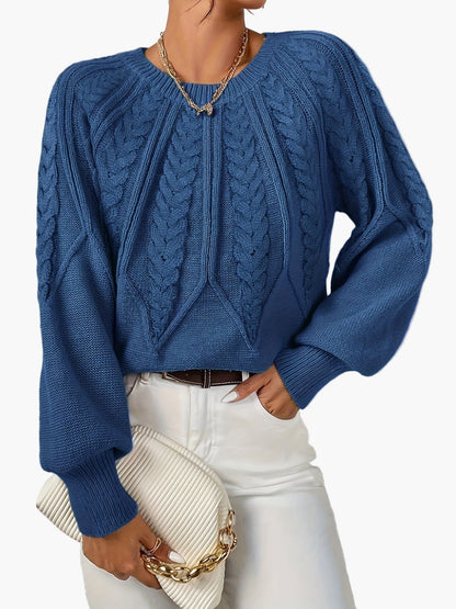 Damstickad Elegant Tröja med Kabelmönster för Vardag och Kontor