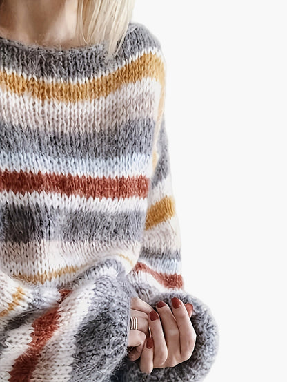 Damtröja i avslappnad stil med breda ränder – Perfekt för höst och vinter, ledig vardagslook