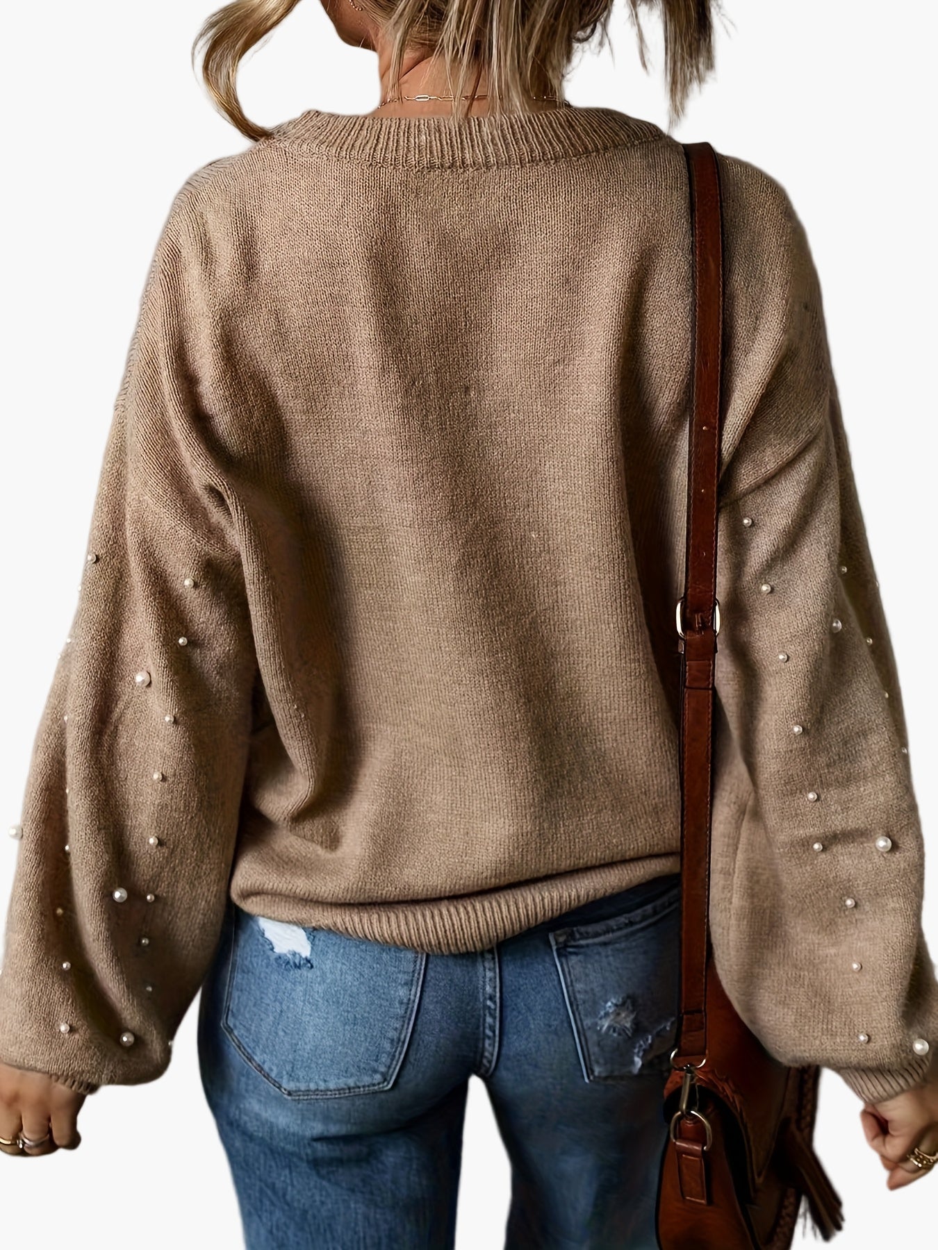Damtröja med pärldetaljer – elegant vardagsstil och mysig passform