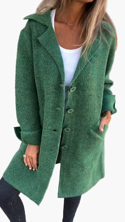 Dam Lång Kappa med Upprullade Ärmar – Elegant och Mångsidig Höst/Vårjacka