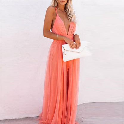 Imogen – Modernt Elegant Orange Hängande Tyllklänning