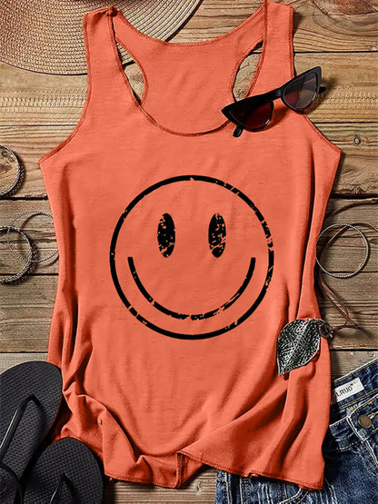 Damlinne med smiley-tryck – Trendigt avslappnad sommartopp