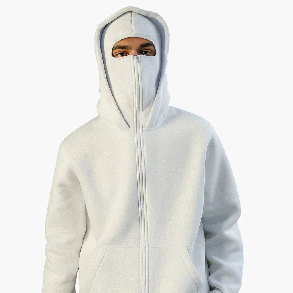 Herrar Urban Tech Hoodie med Integrerad Balaklava – Funktionell Streetwear för Aktiva