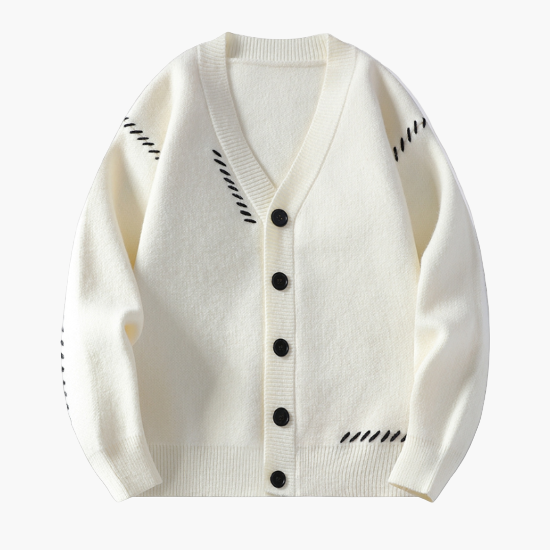 Herrstickad kofta i avslappnad stil för vardag och kontor