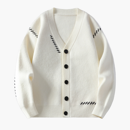 Herrstickad kofta i avslappnad stil för vardag och kontor