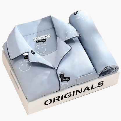 Herrpyjamas set – Klassisk och trendig pyjamas med vete-motiv, långärmad, perfekt för natt och lounge