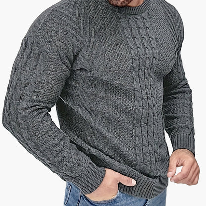 Herrstickad Tröja – Elegant Kabelstickad Pullover för Höst och Vinter – Avslappnad Stil