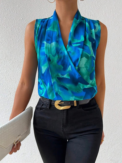 Dam Blus Ärmlös Omlott Vardagsstil Elegant Festtop