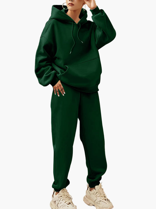 Damers avslappnade sportiga hoodie och byxset – perfekt för vardag och fritid