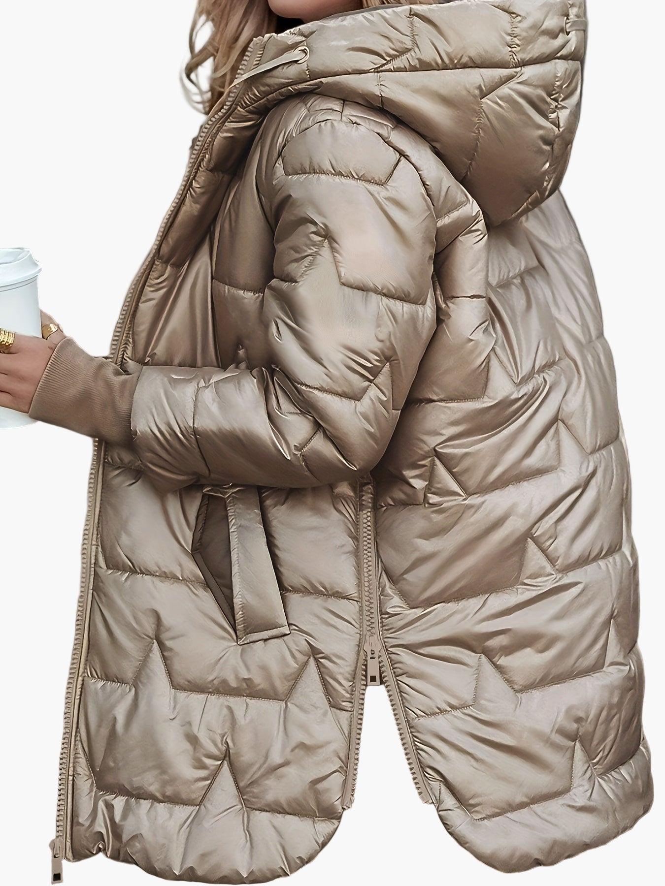 Dam vinterjacka med huva och dragkedja – elegant vardagsstil