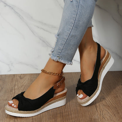 Denise – Sandaler med Båge i Hampa Rep och Wedge