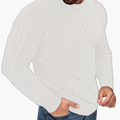 Herrstickad Tröja – Elegant Kabelstickad Pullover för Höst och Vinter – Avslappnad Stil