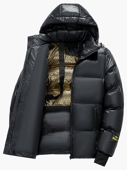 Herr Vinterjacka Puffer med Huva – Urban Stil och Värme för Kallt Väder