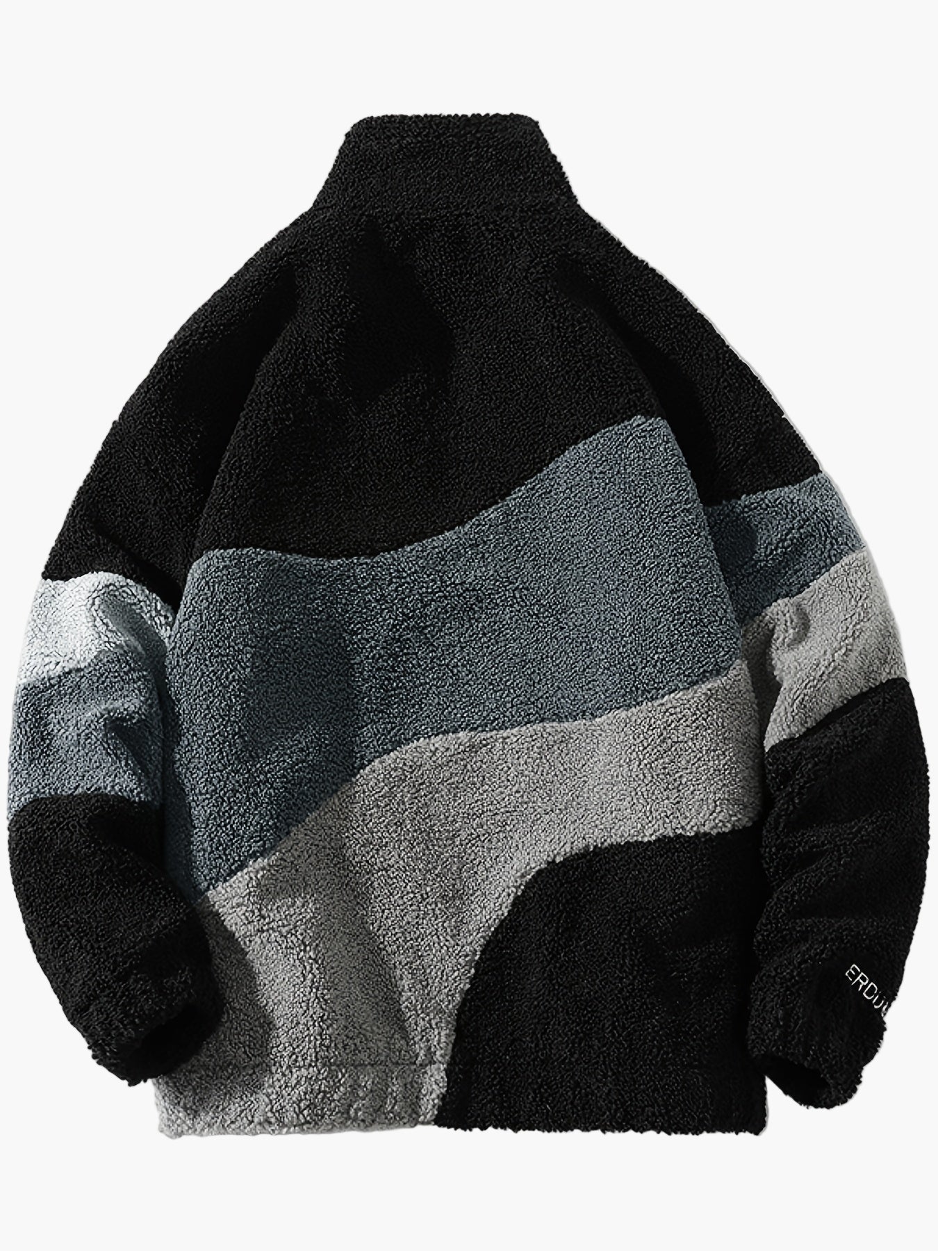 Herr Preppy Fleecejacka med Färgblock och Dragkedja – Trendig Vår- och Höstjacka