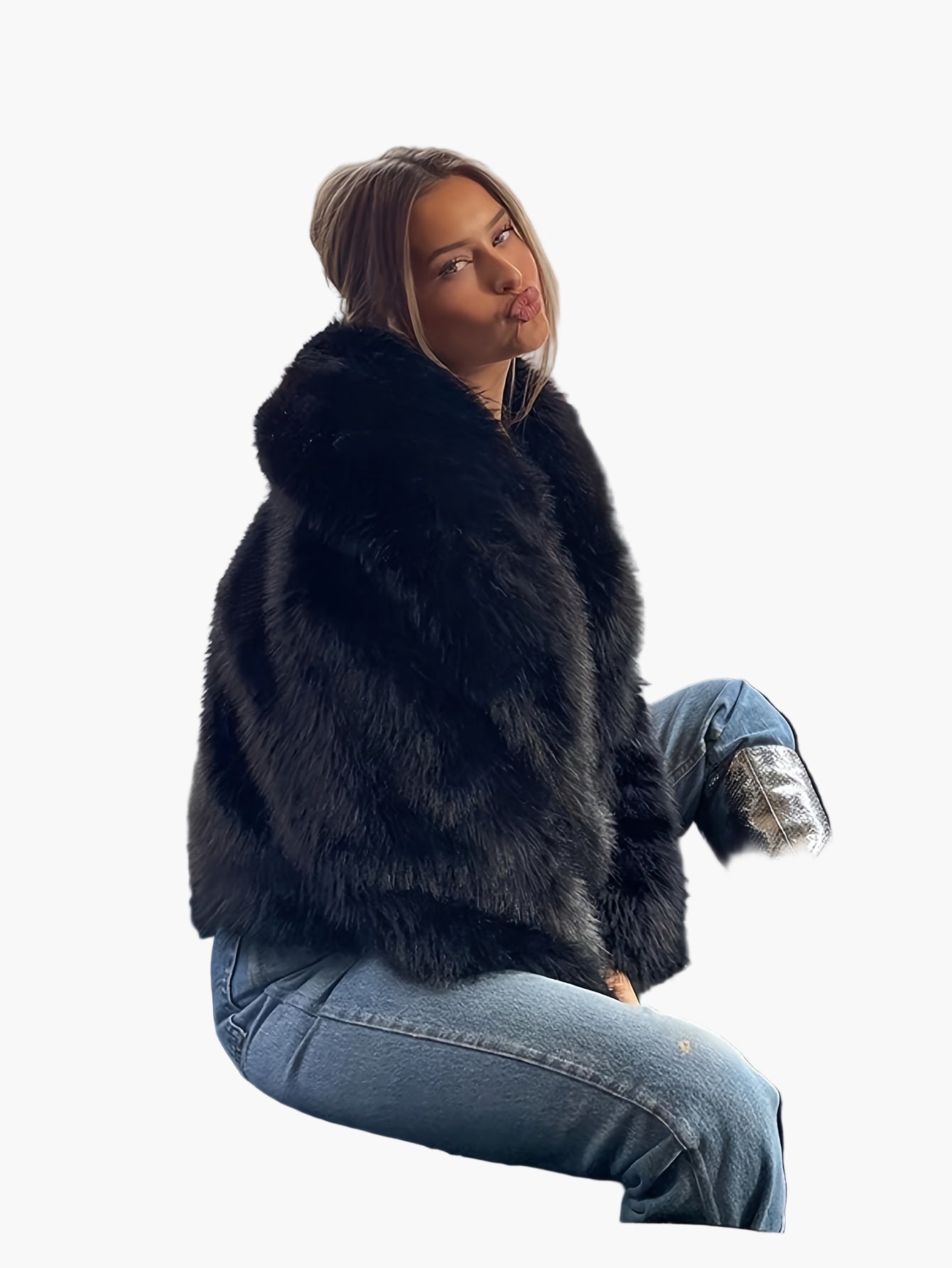 Dam Kort Fuskpälsjacka Chic Weekend Vinterjacka