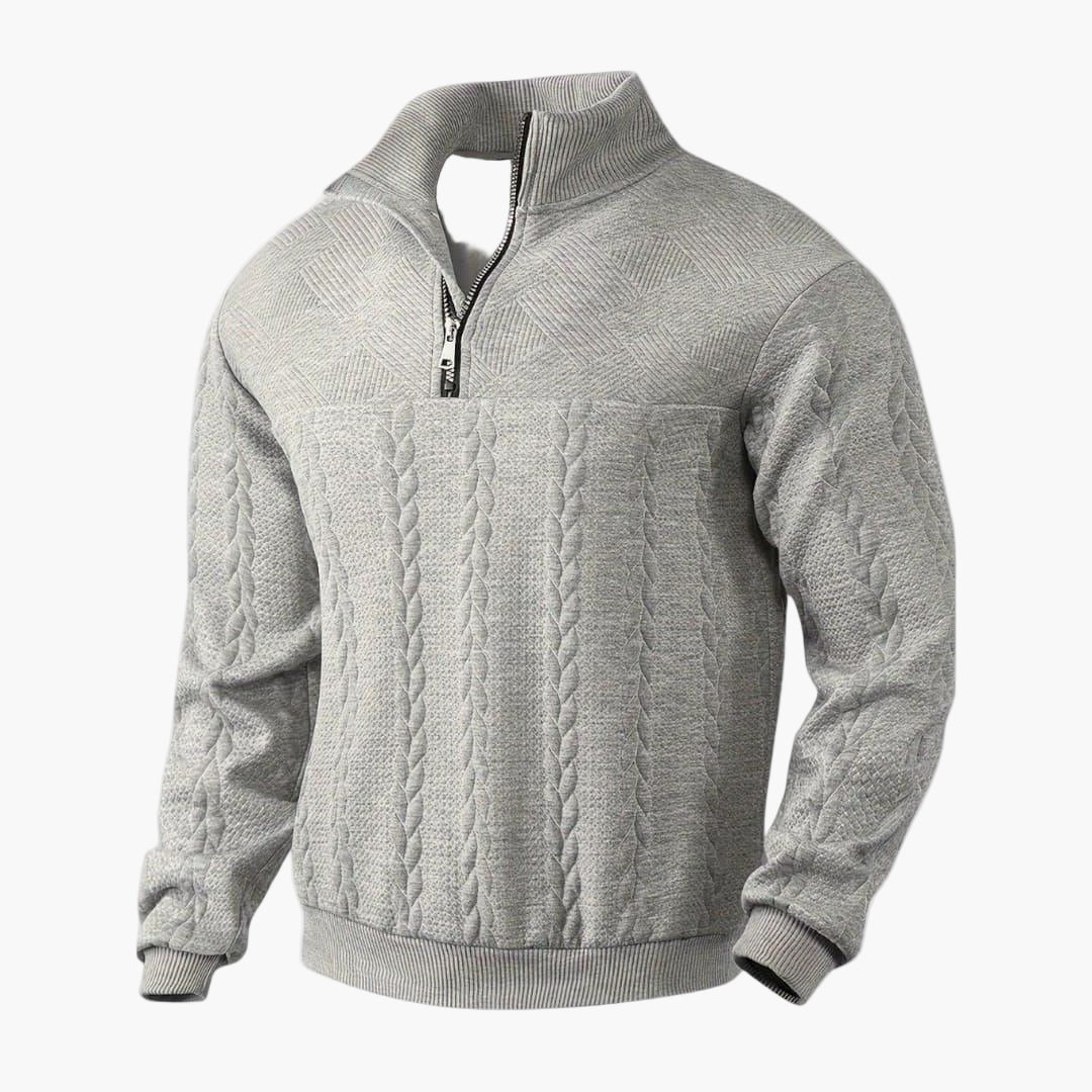 Herr Half-Zip Stickad Tröja – Klassisk Varm och Stilren Pullover för Vardag och Fritid