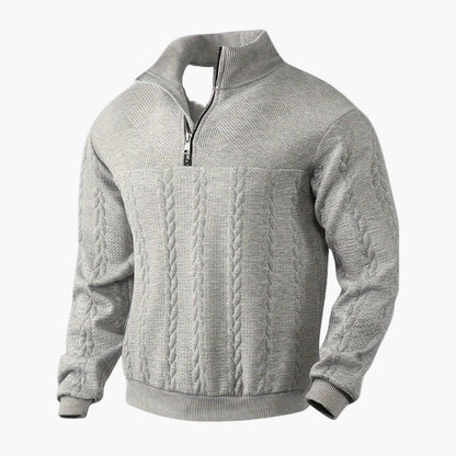 Herr Half-Zip Stickad Tröja – Klassisk Varm och Stilren Pullover för Vardag och Fritid