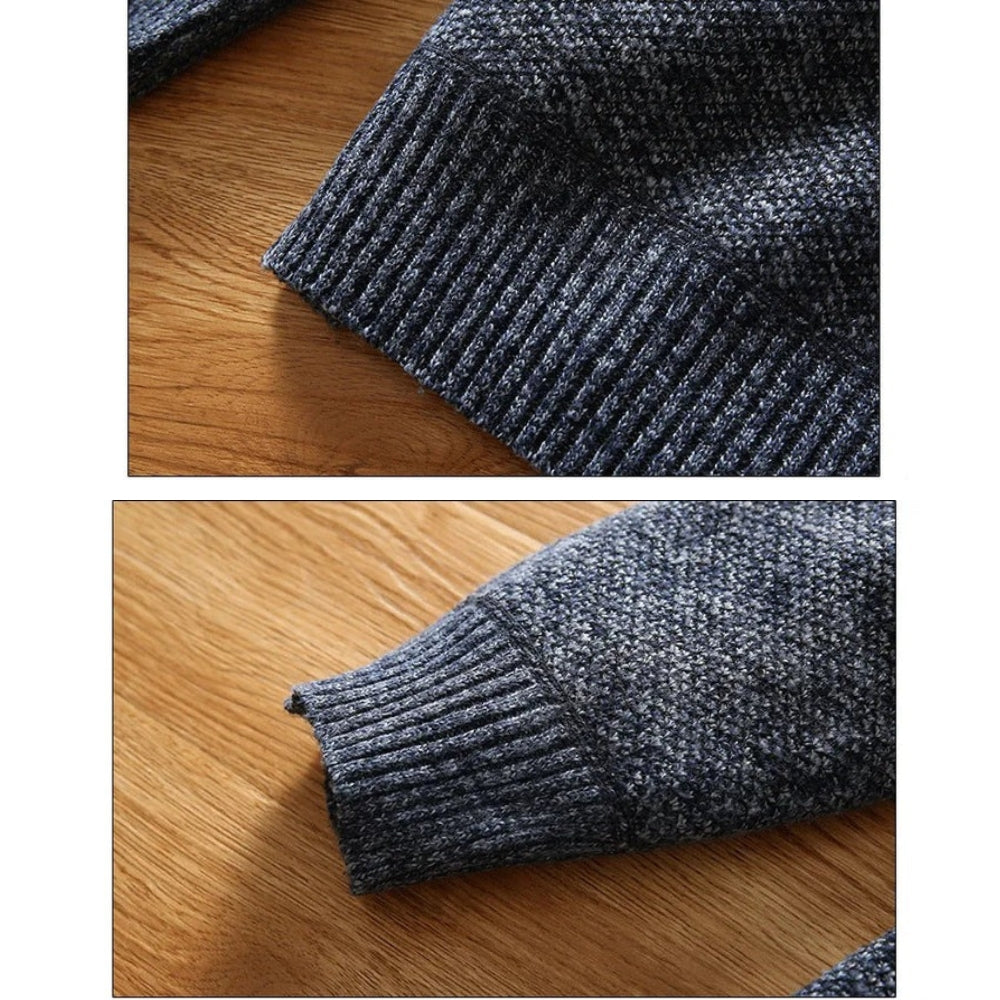 Herrtröja med Dragkedja – Stickad Struktur – Modern och Avslappnad Stil