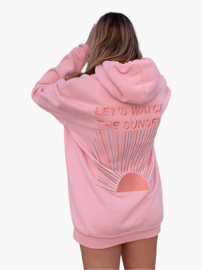 Ruby – Oversize Damhoodie med Solnedgångsprint