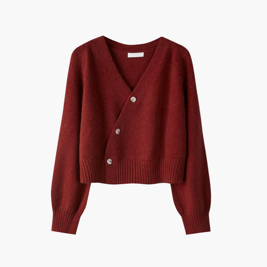 Damkofta med V-ringning och snedknäppning – Modern och elegant vardagsstil