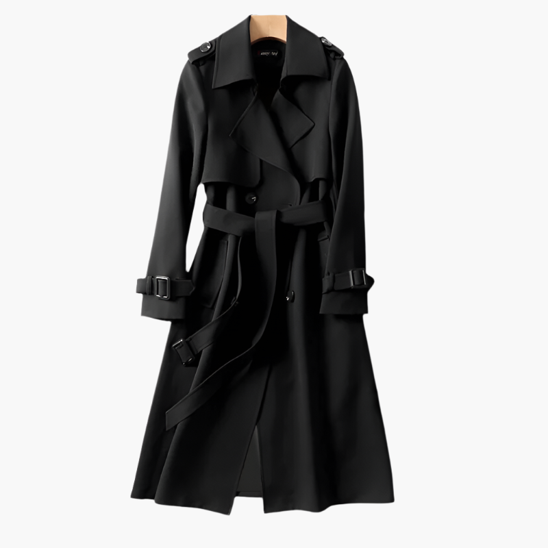 Dam Klassisk Lång Trenchcoat – Elegant Ytterplagg för Vardag och Fest