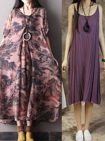 Dam Plus Size Sommarklänning med Spaghettiaxlar