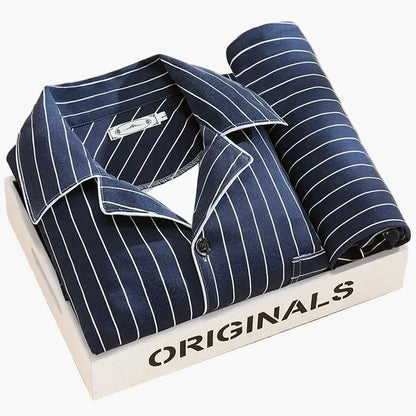 Herrpyjamas set – Klassisk och trendig pyjamas med vete-motiv, långärmad, perfekt för natt och lounge