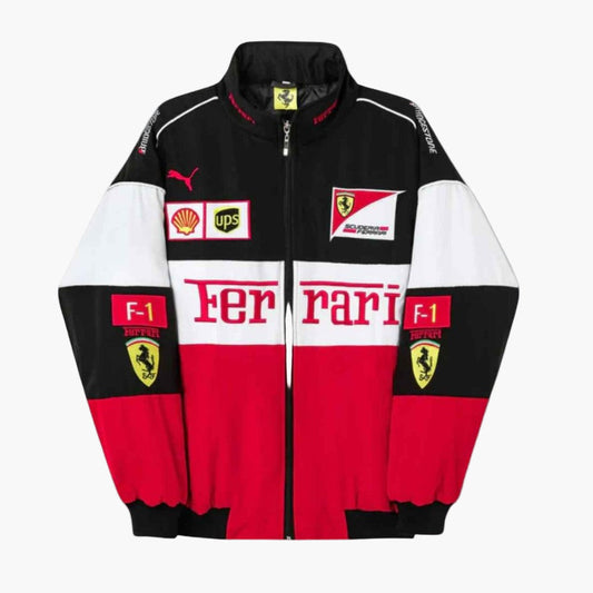Unisex Ferrari Racingjacka Vintage Motorsportstil – Klassisk F1-Inspirerad Ytterplagg