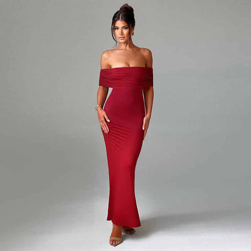 Mary – Elegant Sexig Off-shoulder Klänning utan Rygg