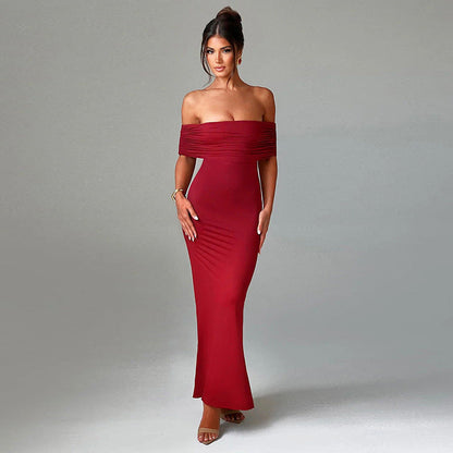 Mary – Elegant Sexig Off-shoulder Klänning utan Rygg