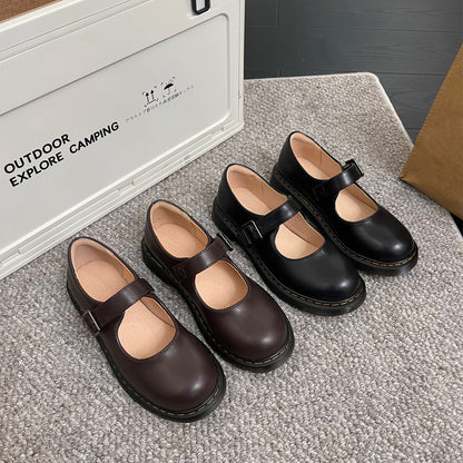 Dam Mary Jane Retro Skor Låg Klack Bekväma Vardagsskor