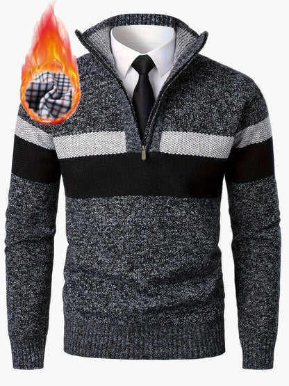 Herrtröja med kvartdragkedja och färgblock – Vardagsstil för höst och vinter