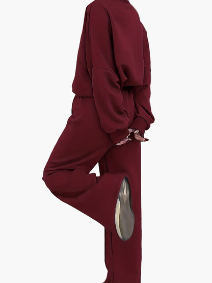 Damers avslappnade träningsset med dragkedja – sportigt och modernt tvådelat vardagsset