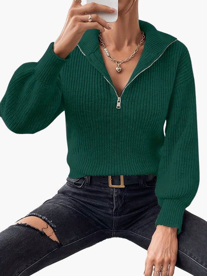 Damtröja med dragkedja och elegant stil för vardagsbruk