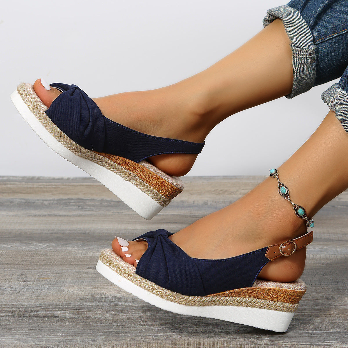 Denise – Sandaler med Båge i Hampa Rep och Wedge