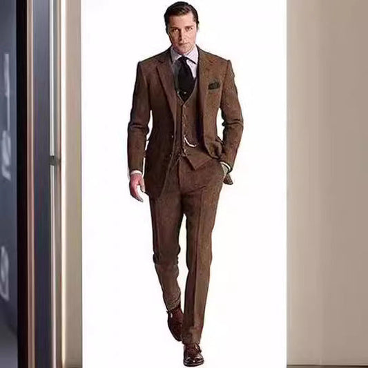 Herr Klassisk Tredelad Kostym Affär Slim Fit – Elegant Stil för Kontor och Fest