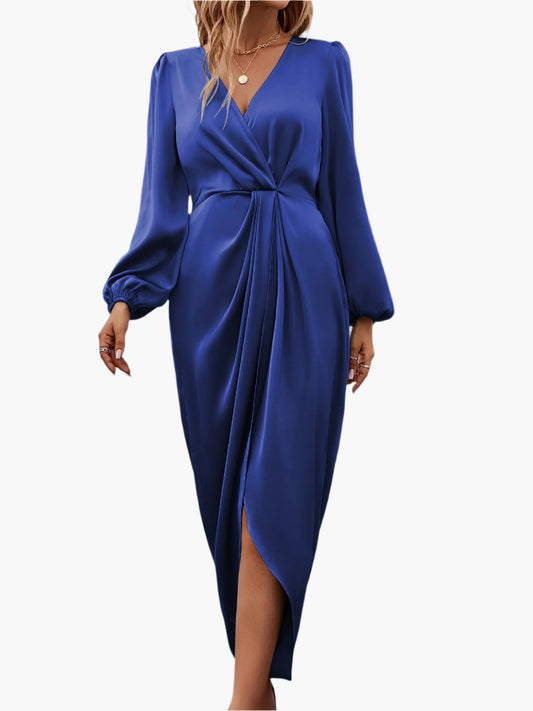 Dam Elegant Omlottklänning med Långa Ärmar för Fest och Formella Tillfällen
